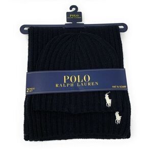 Polo Ralph Lauren Men's 2 Piece Set Hat & Scarf Lambswool Blend One Size